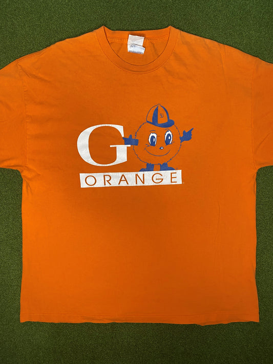 90s Syracuse Orangemen - Go Orange - Vintage College T Shirt (2XL)