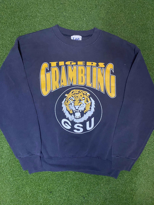 90s Grambling State Tigers - Big Logo - Vintage HBCU Crewneck (Large) Gametime Vintage