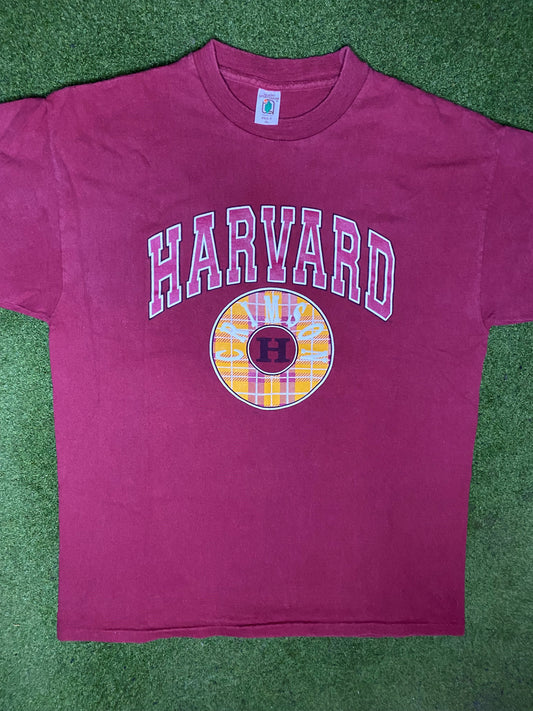 80s Harvard Crimson - Vintage Ivy League T-Shirt (XL)