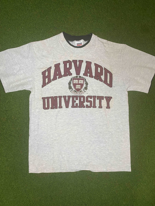 90s Harvard Crimson - Vintage Ivey League Tee Shirt (Medium)