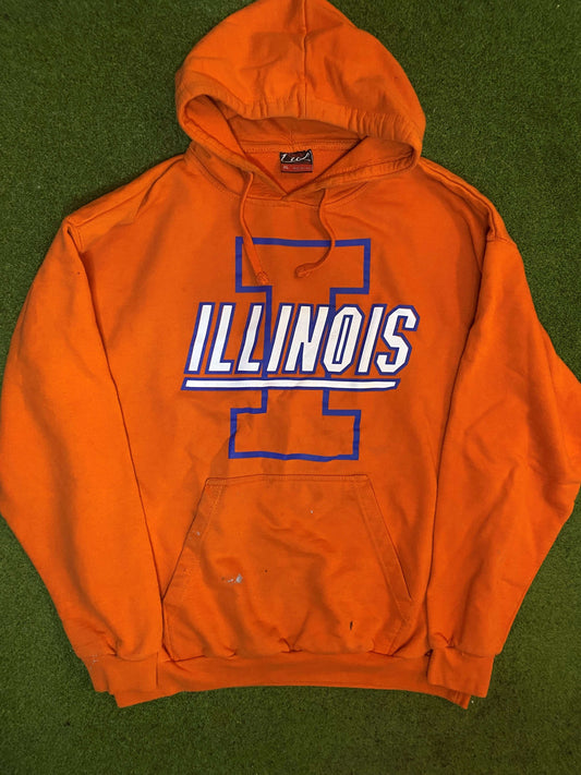 90s Illinois Fighting Illini - Vintage College Hoodie (XL) Gametime Vintage