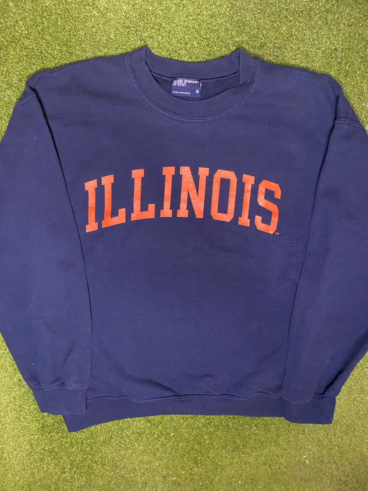 90s Illinois Fighting Illini - Vintage College Sweatshirt (Medium) Gametime Vintage