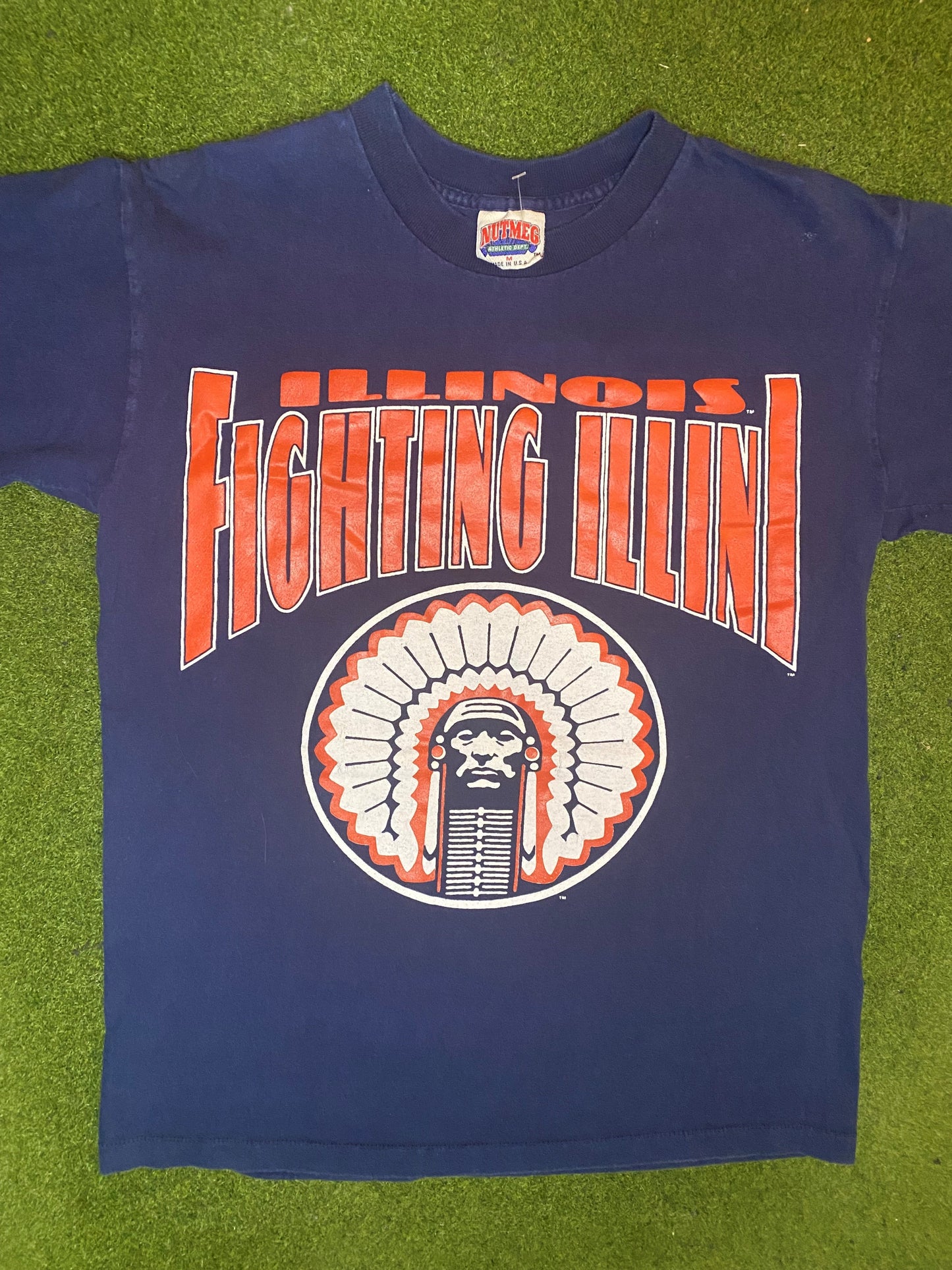 90s Illinois Fighting Illini - Vintage College T-Shirt (Medium) Gametime Vintage