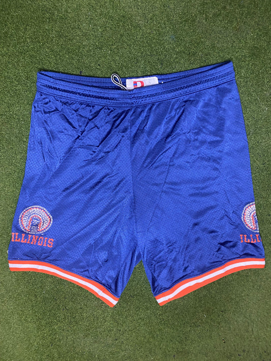 90s Illinois Fighting Illini - Vintage College Basketball Shorts (Large) - Gametime Vintage