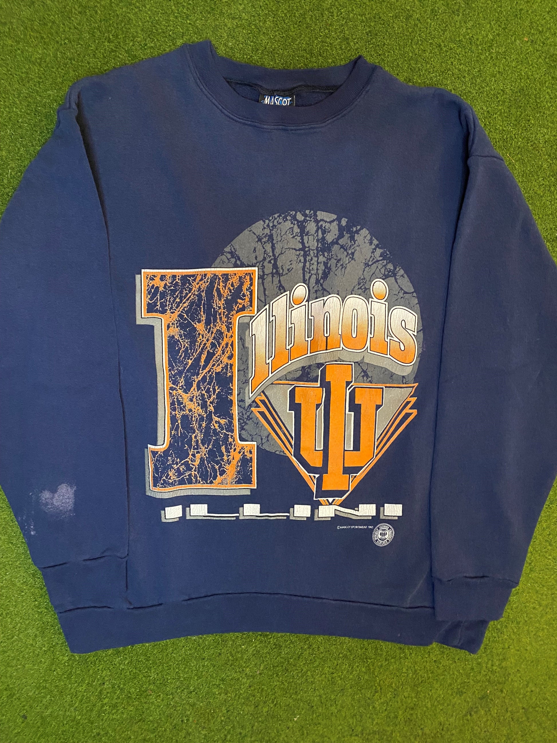 1993 Illinois Fighting Illini - Vintage College Sweatshirt (XL) 