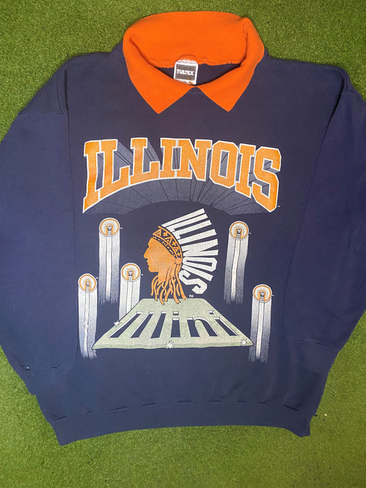 90s Illinois Fighting Illini - Vintage College Sweatshirt (2XL) 