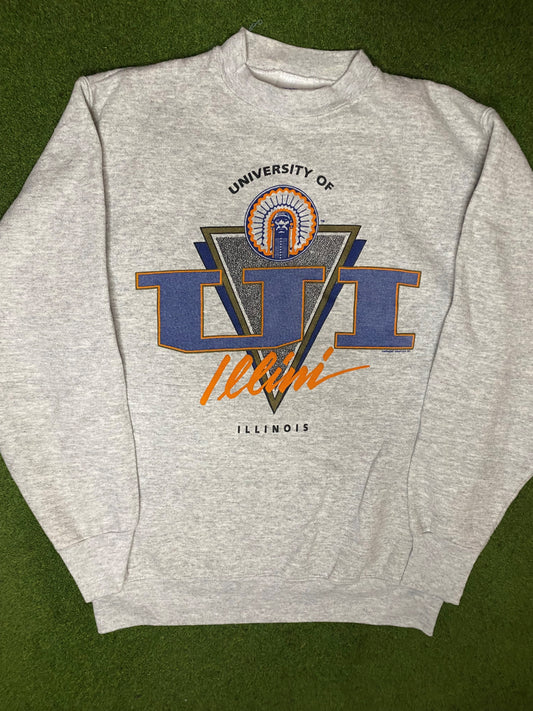 90s Illinois Fighting Illini - Vintage College Sweatshirt (Medium) Gametime Vintage