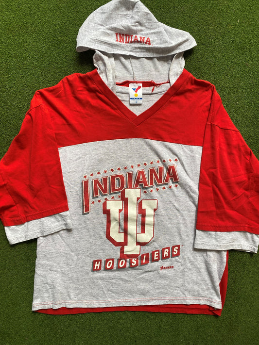 90s Indiana Hoosiers - 3/4 Sleeve - Vintage College Hoodie (Medium)