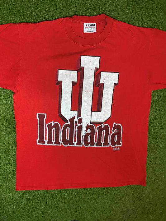 90s Indiana Hoosiers - Big Logo - Vintage College T-Shirt (XL) Gametime Vintage