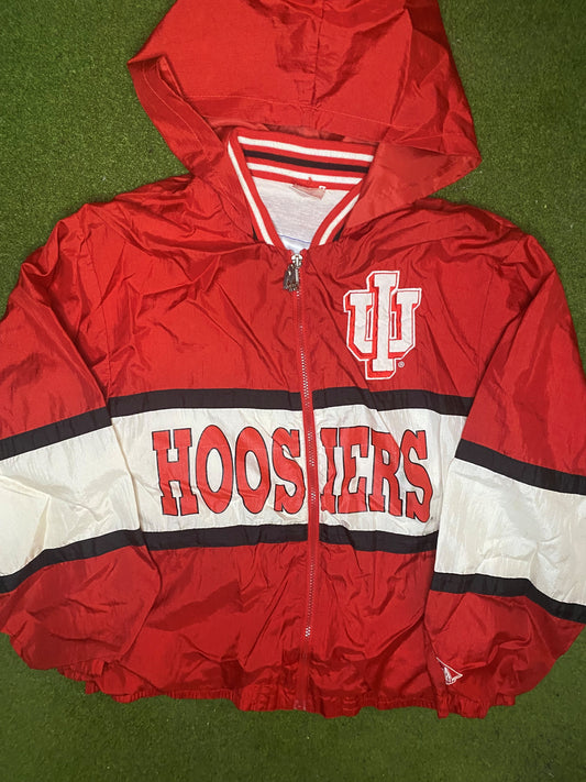 90s Indiana Hoosiers - Vintage College Windbreaker Hoodie (Medium) Gametime Vintage