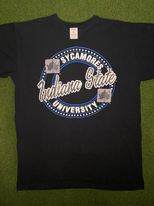 90s Indiana State Sycamores - Vintage University T Shirt (XL)