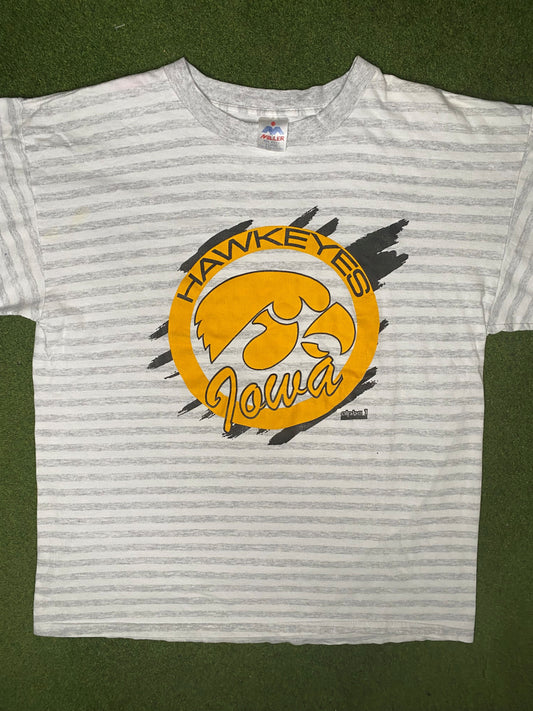 80s Iowa Hawkeyes - Vintage College T Shirt (XL)