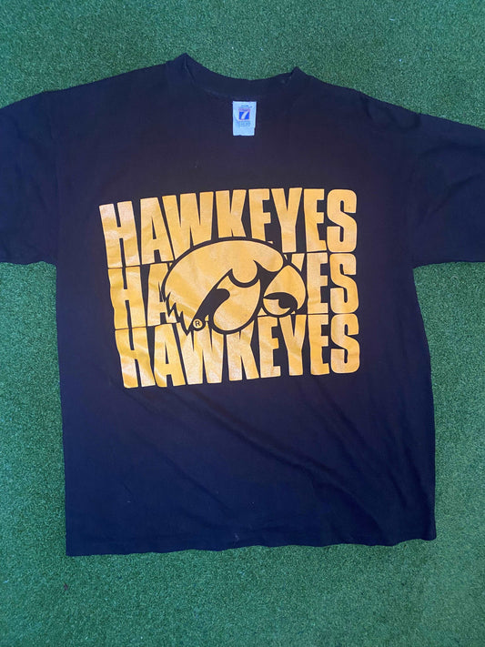 90s Iowa Hawkeyes - Vintage College Tee Shirt (Large) Gametime Vintage