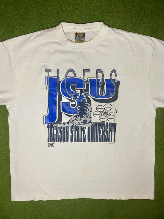 90s Jackson State Tigers - Vintage HBCU T Shirt (XL)