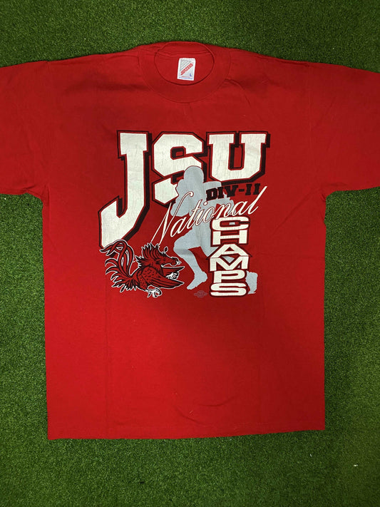 90s Jacksonville State Gamecocks - Div 2 Champs - Vintage HBCU Tee Shirt (Large)