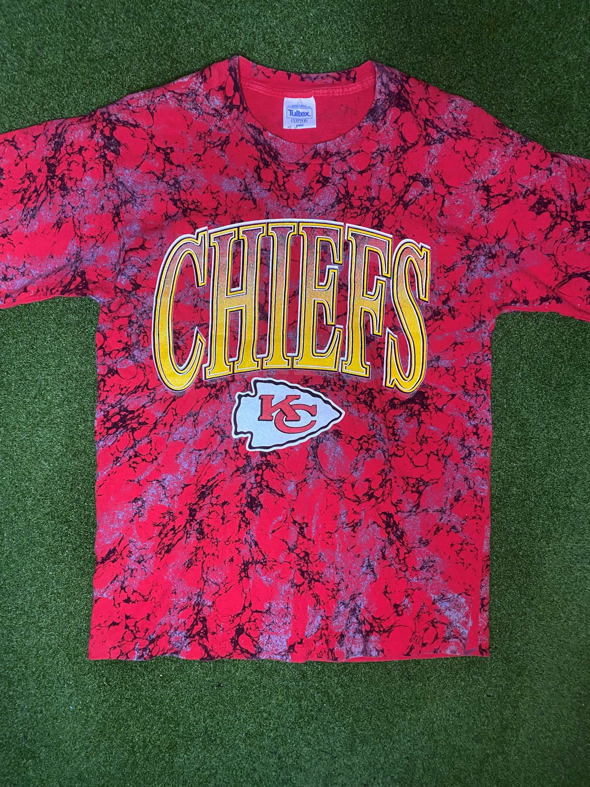 90s Kansas City Chiefs - Tye Dye - Vintage NFL Tee Shirt (Large)