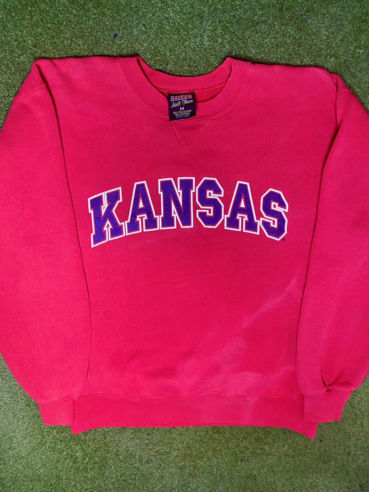 90s Kansas Jayhawks - Vintage College Crewneck Sweatshirt (Medium)