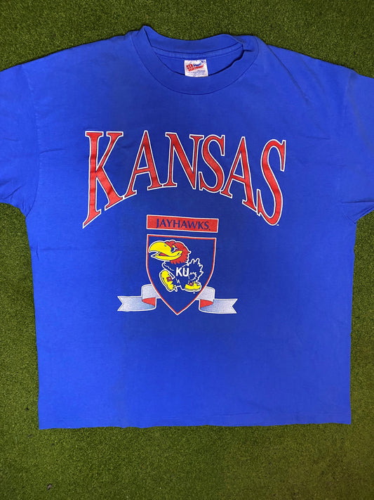 90s Kansas Jayhawks - Vintage College T-Shirt (XL)