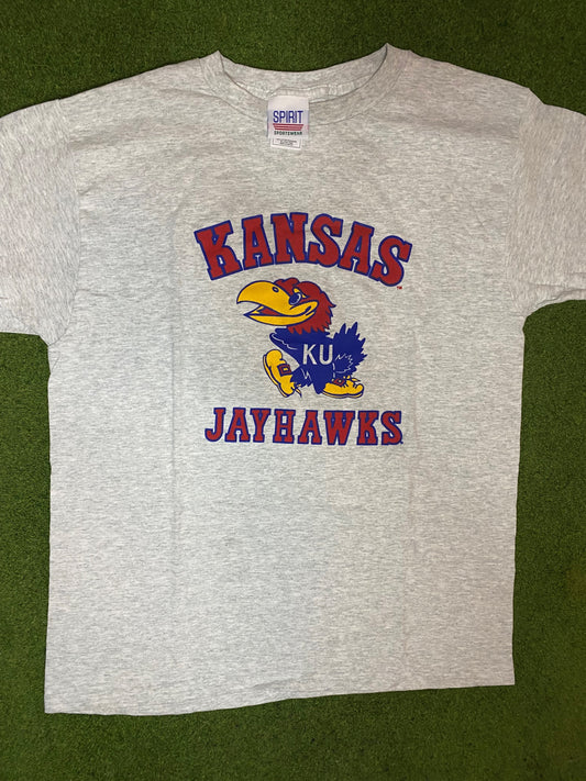 90s Kansas Jayhawks - Vintage College Tee (Large)