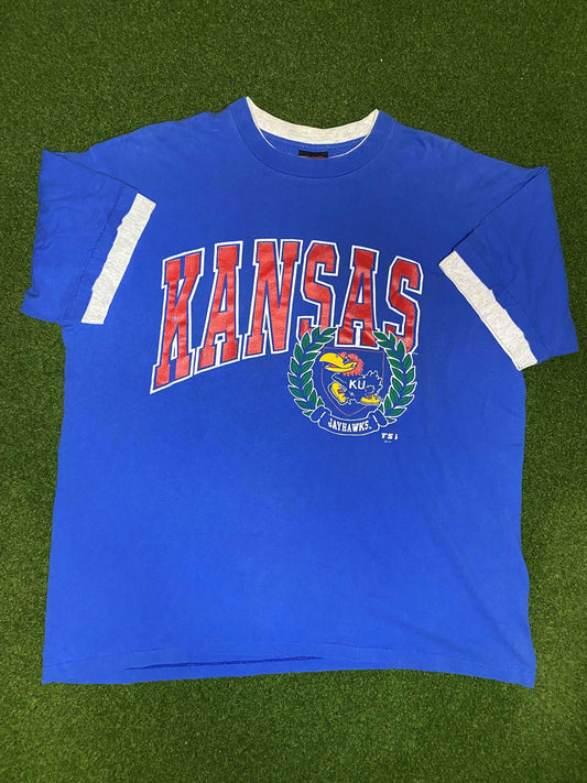 90s Kansas Jayhawks - Vintage College Tee Shirt (XL)