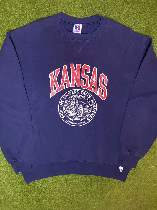 90s Kansas Jayhawks - Vintage University Sweatshirt (XL) 