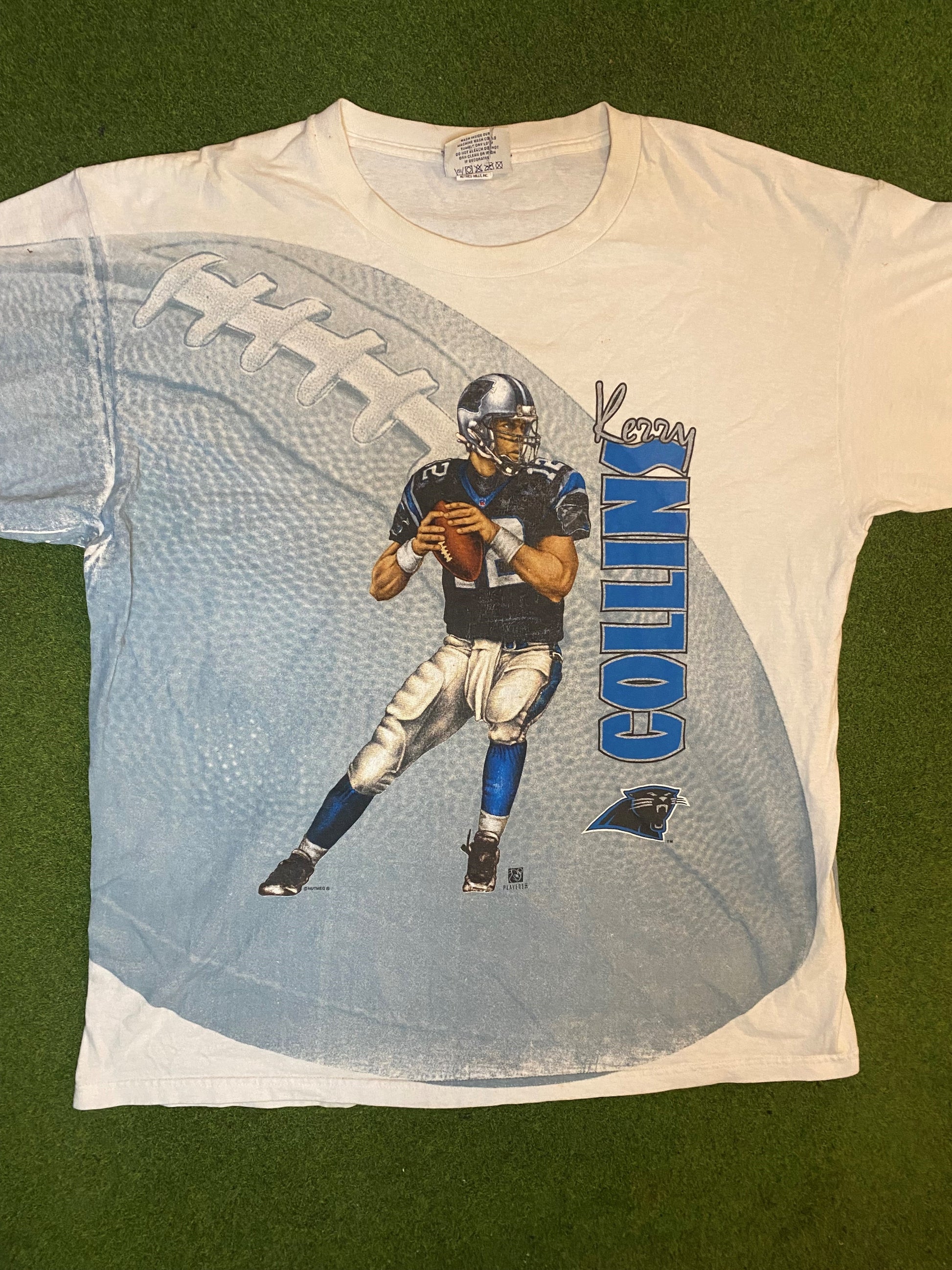 90s Carolina Panthers - Kerry Collins - Vintage NFL Player T-Shirt (XL)