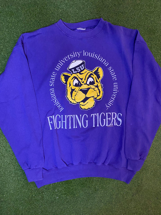 90s LSU Tigers - Vintage College Crewneck Sweatshirt (XL)