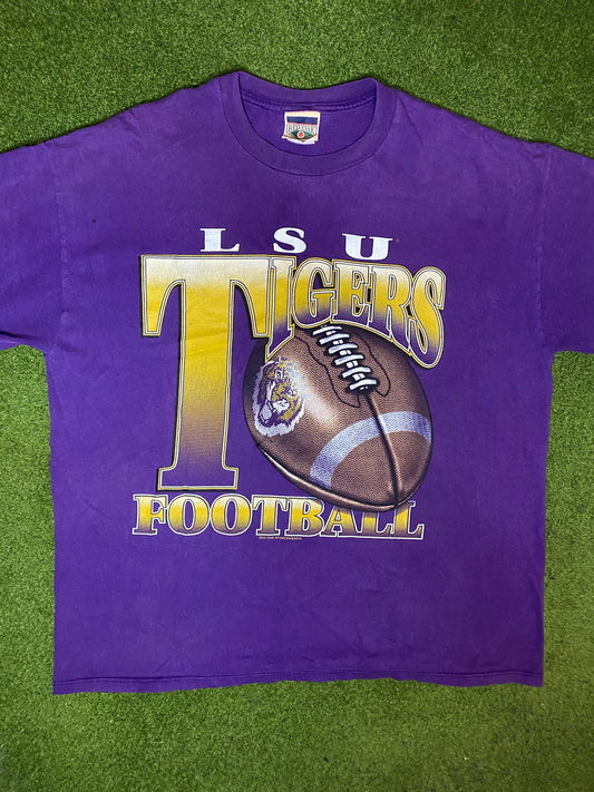 90s LSU Tigers - Vintage College Football T-Shirt (XL) 