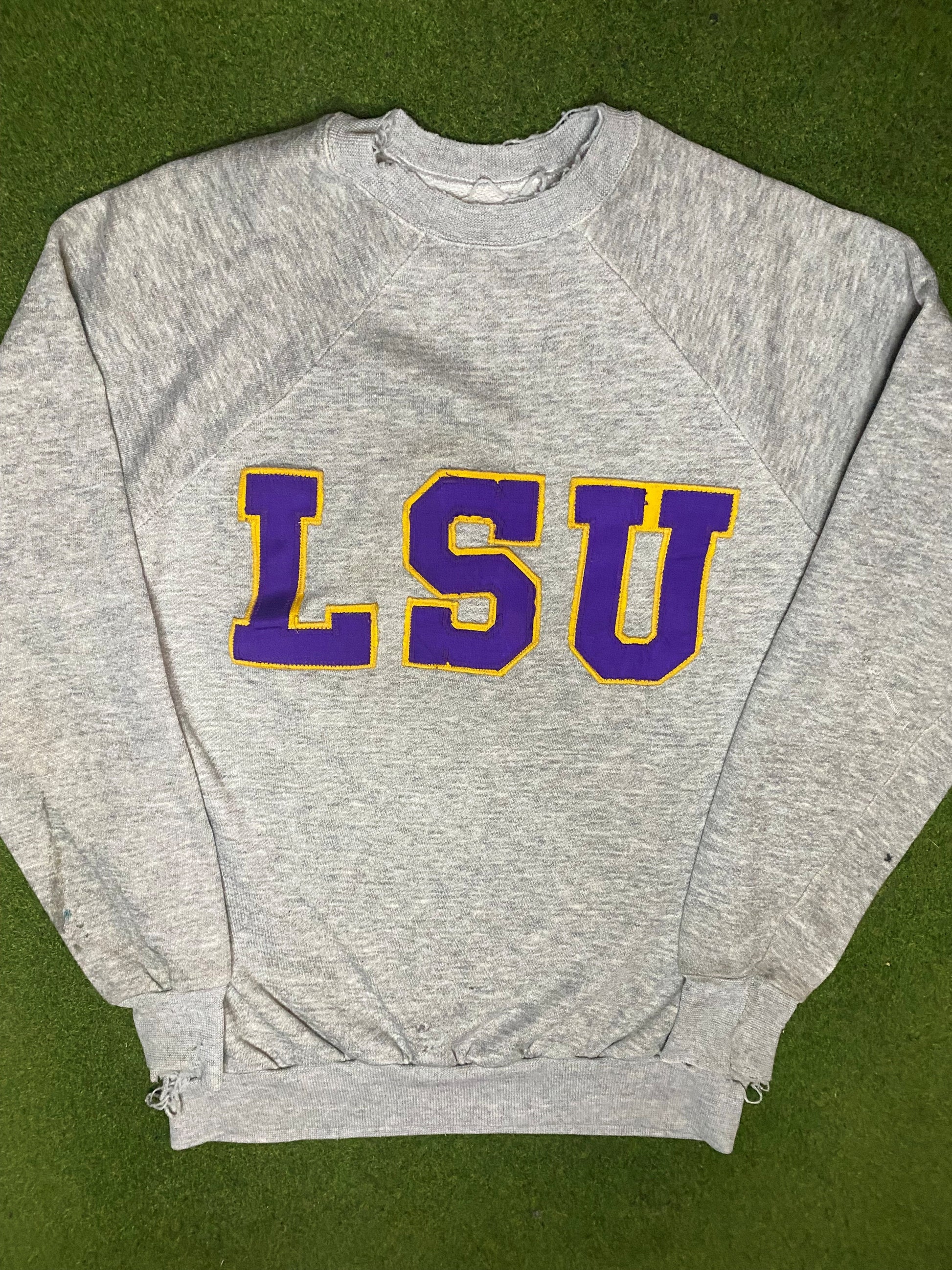 80s LSU Tigers - Vintage College Sweatshirt (Medium)