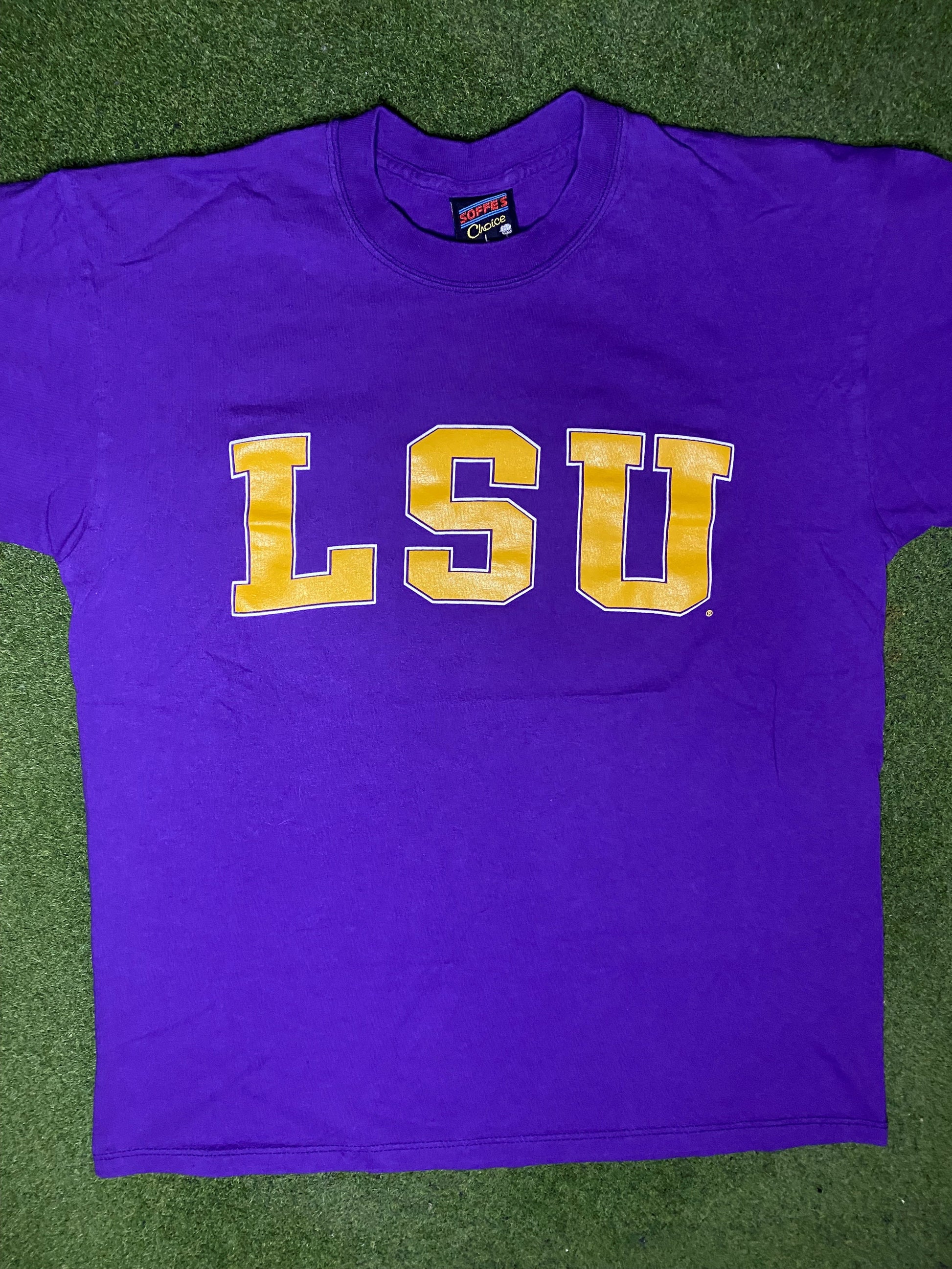 90s LSU Tigers - Vintage College T Shirt (Large) - Gametime Vintage