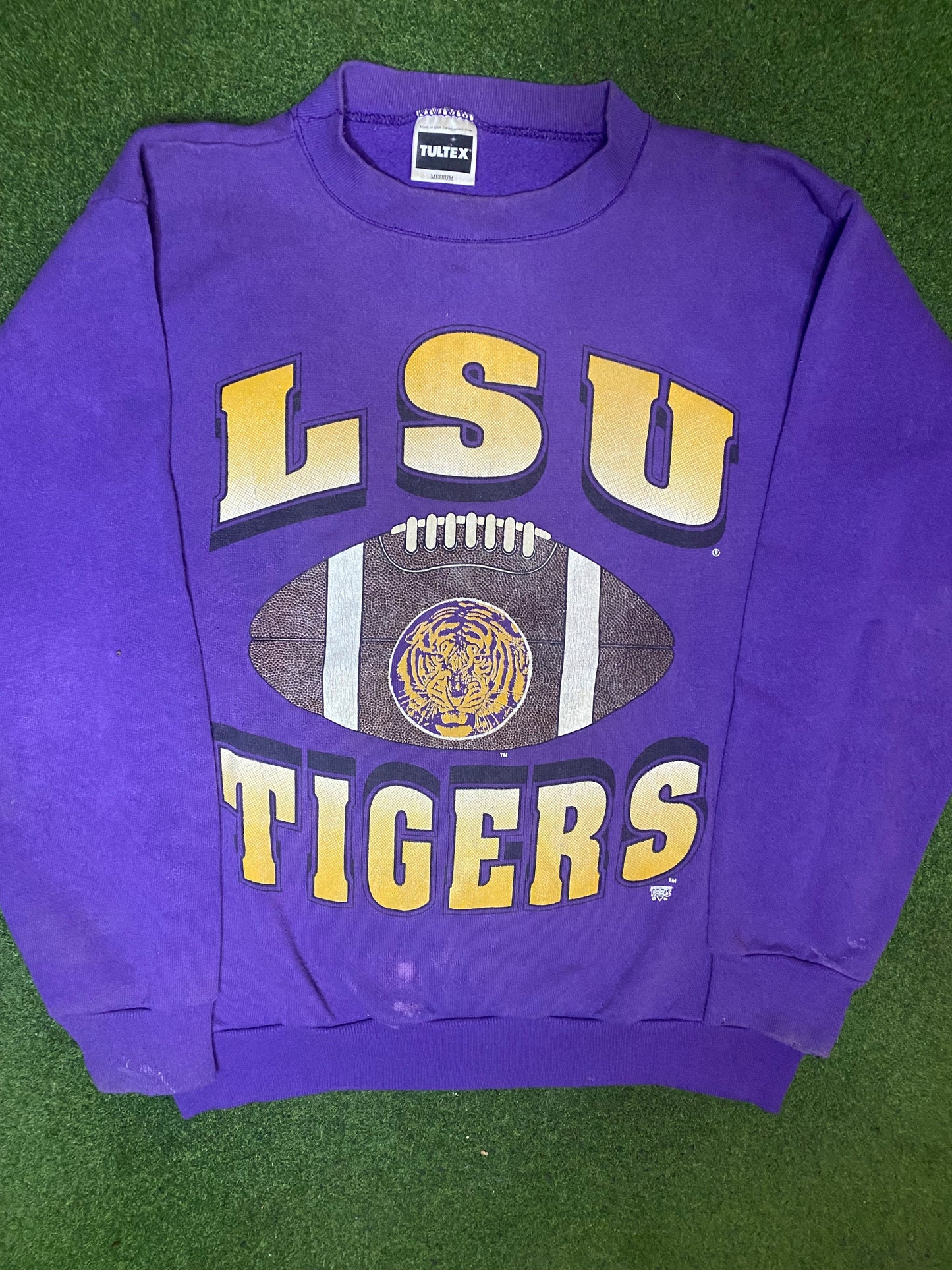 90s LSU Tigers - Vintage College Football Sweatshirt (Medium)