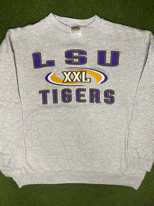 90s LSU Tigers - Vintage College Sweatshirt (XL) Gametime Vintage