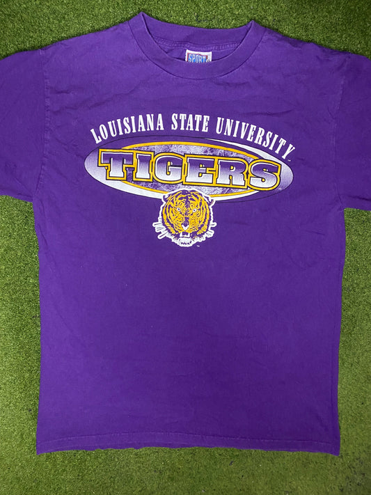 90s LSU Tigers - Vintage College T-Shirt (Large) Gametime Vintage