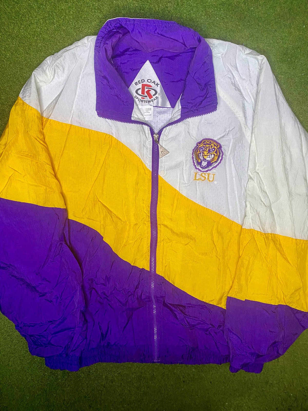 Cazadora Rompevientos Vintage de Universidad - LSU Tigers de los 90 (Talla Grande)