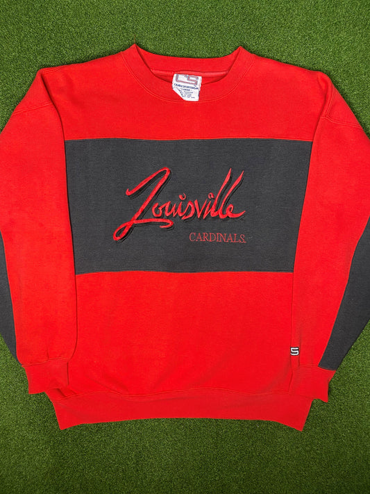 90s Louisville Cardinals - Vintage College Crewneck Sweatshirt (Large)