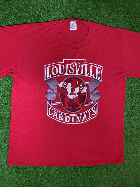 90s Louisville Cardinals - Vintage College T-Shirt (Large) Gametime Vintage