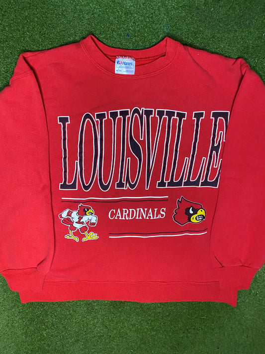 90s Louisville Cardinals - Vintage College Crewneck Sweatshirt (Large)