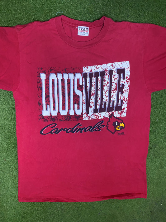 90s Louisville Cardinals - Vintage College Tee (XL) Gametime Vintage