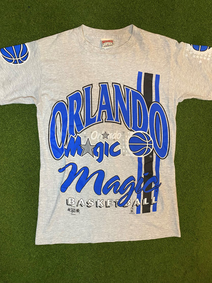 90s Orlando Magic - Print All Over - Double Sided - Vintage NBA T-Shirt (Youth XL)