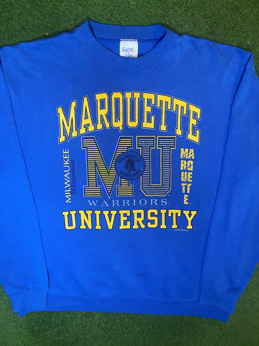 80s Marquette Warriors - Vintage University Sweatshirt (XL) Gametime Vintage