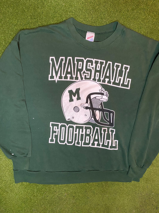 90s Marshall Thundering Herd - Vintage College Football Sweatshirt (2XL) Gametime Vintage