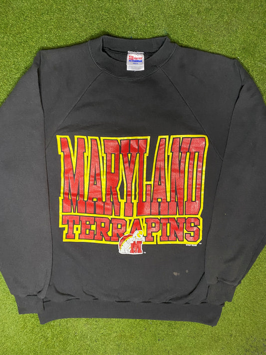 90s Maryland Terrapins - Vintage College Crewneck Sweatshirt (XL)