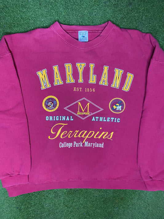 90s Maryland Terrapins - Vintage College Sweatshirt (2XL) Gametime Vintage