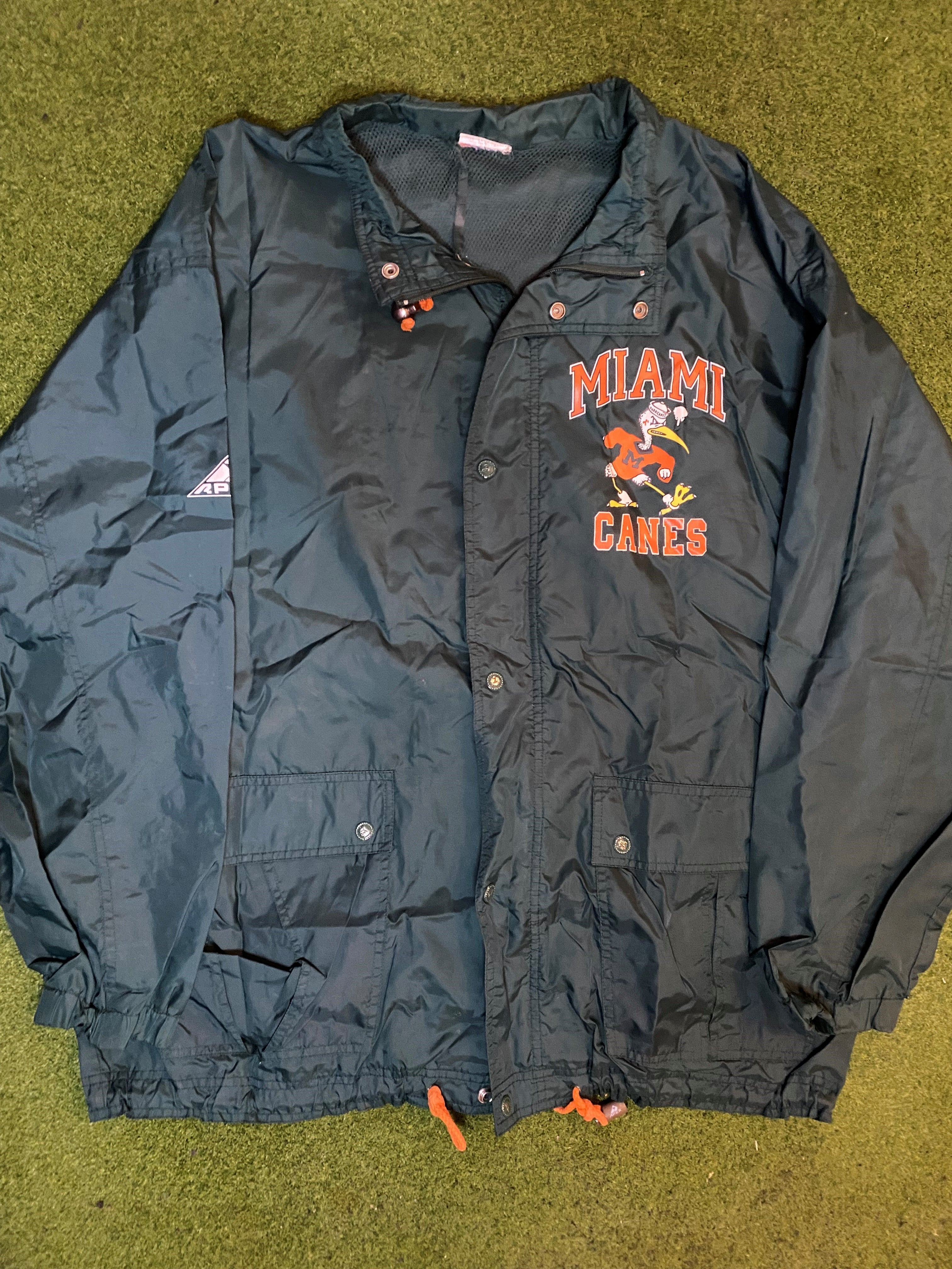 90s Miami Hurricanes - Vintage College Windbreaker Jacket (XL ...