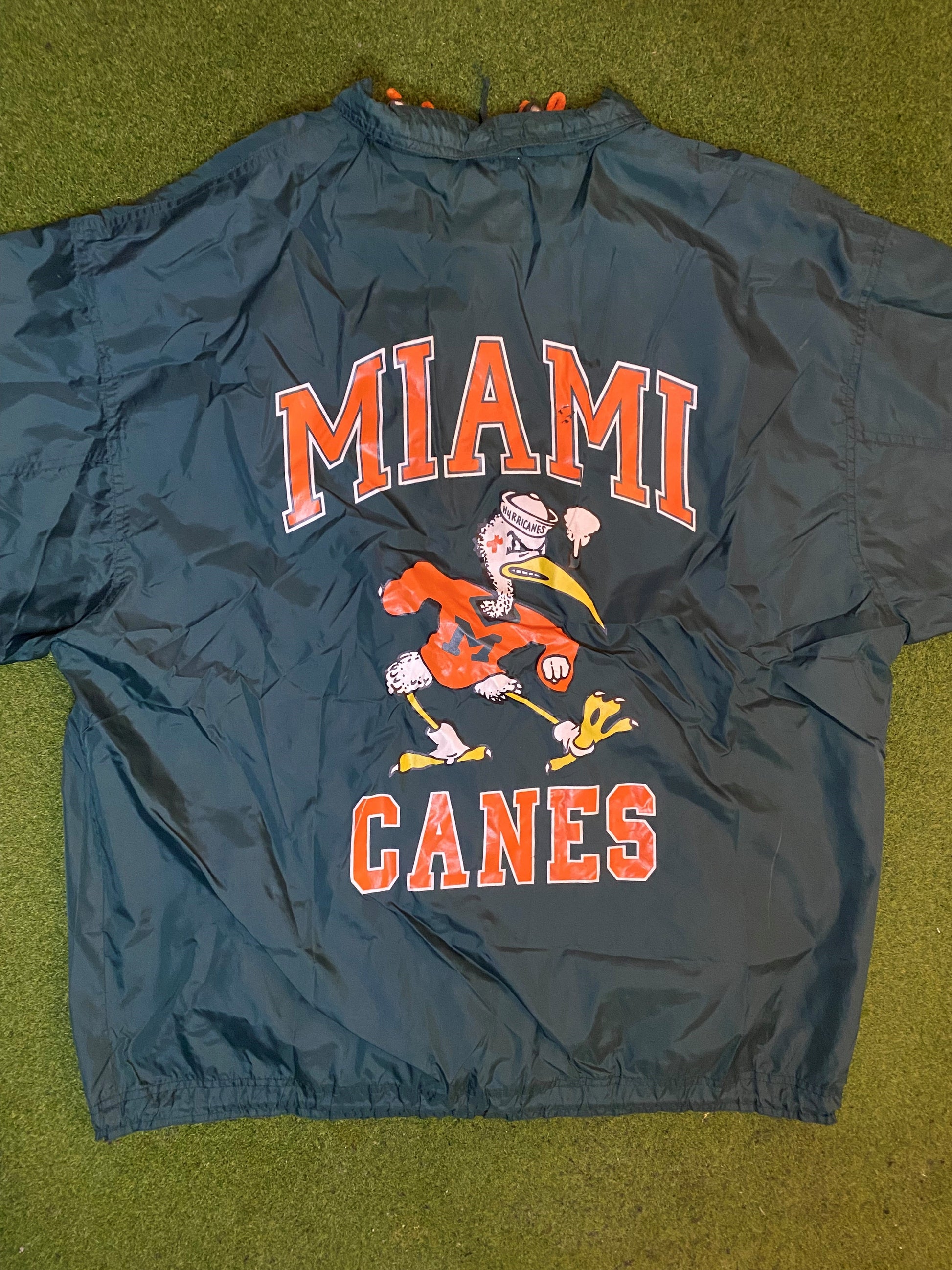 90s Miami Hurricanes - Vintage College Windbreaker Jacket (XL) - Gametime Vintage