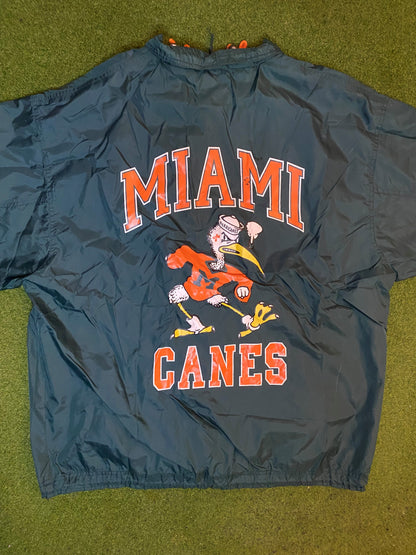 90s Miami Hurricanes - Vintage College Windbreaker Jacket (XL) - Gametime Vintage