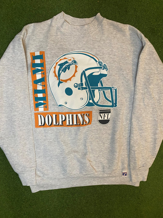 90s Miami Dolphins - Vintage NFL Sweatshirt (Large) Gametime Vintage