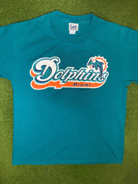 90s Miami Dolphins - Vintage NFL T-Shirt (Large) Gametime Vintage