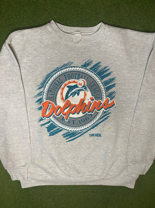 90s Miami Dolphins - Vintage NFL Crewneck Sweatshirt (Large)