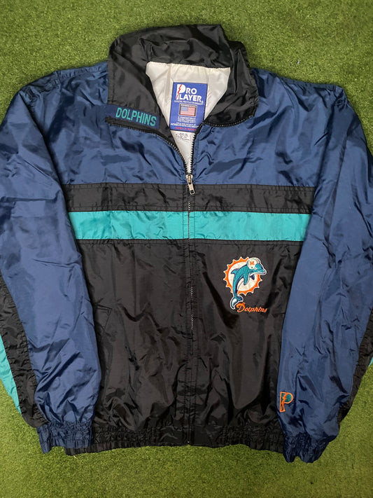 90s Miami Dolphins - Vintage NFL Windbreaker Jacket (Youth XL)